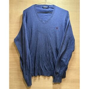 Polo Ralph Lauren Men's Pima Cotton V Neck Navy Sweater Size XL